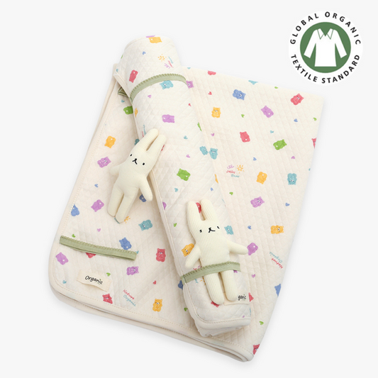 Organic Jelly Bear Pet Blanket (With Rabbit Doll)