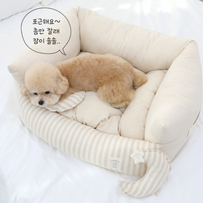 Star and Moon Basic Stripe Square Bed (with Moon Pillow ♡)