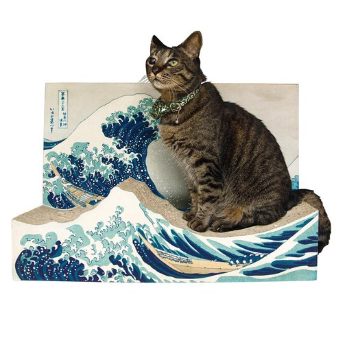 Japanese Ukiyo-e Ocean Wave Cat Scratching Board